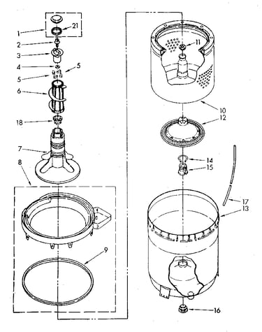 Agitator, basket and tub parts