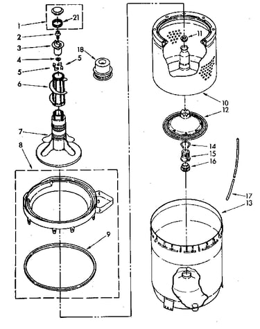 Agitator, basket and tub parts