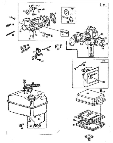 Carburetor and tank assembly