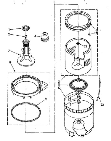Agitator, basket and tub parts