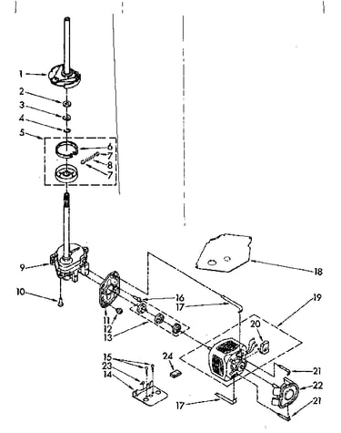 Brake, clutch, gearcase, motor and pump parts