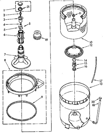 Agitator, basket and tub parts