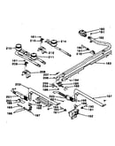 Oven burner and top burners section