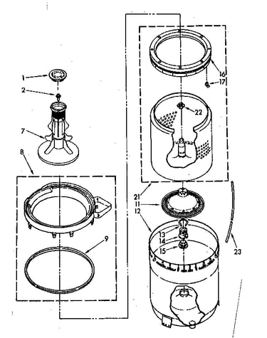 Agitator, basket and tub parts
