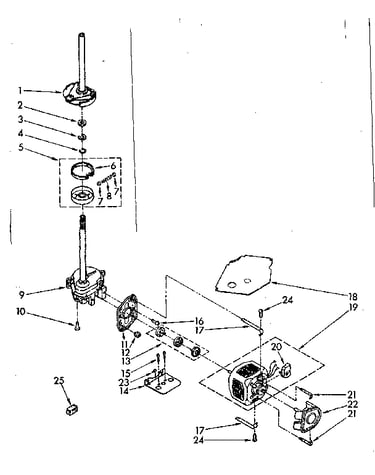 Brake, clutch, gearcase, motor and pump parts
