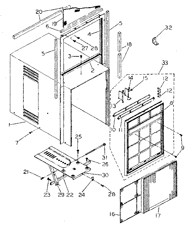 Cabinet and front panel parts