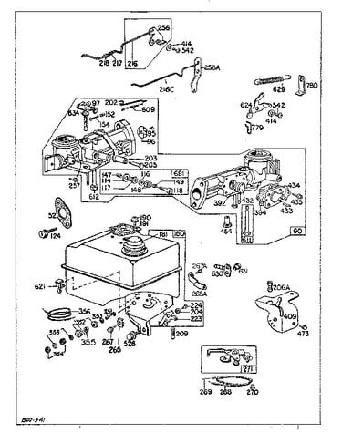 Carburetor and fuel tank assembly