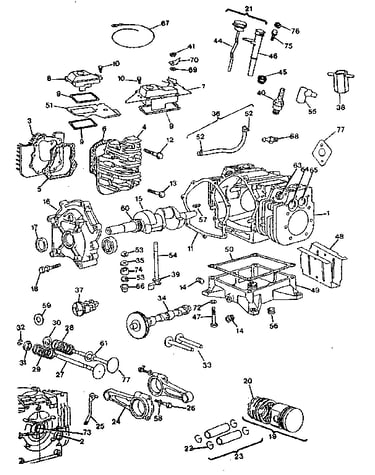 Cylinder, crankshaft and engine base group