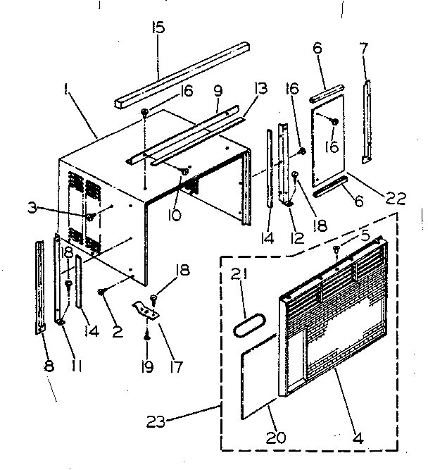 Cabinet and front parts
