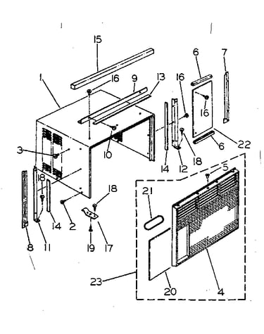 Cabinet and front parts