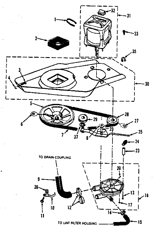 Washer drive system, pump