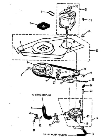 Washer drive system, pump