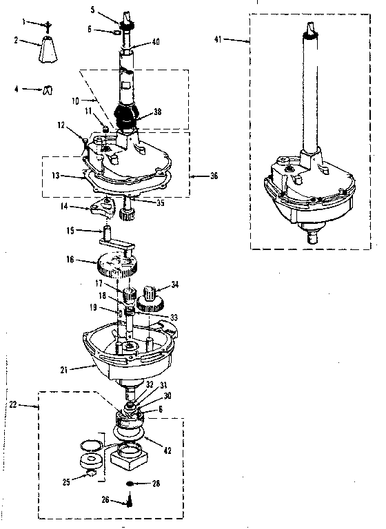 Transmission, water seal, lower bearing asmy.