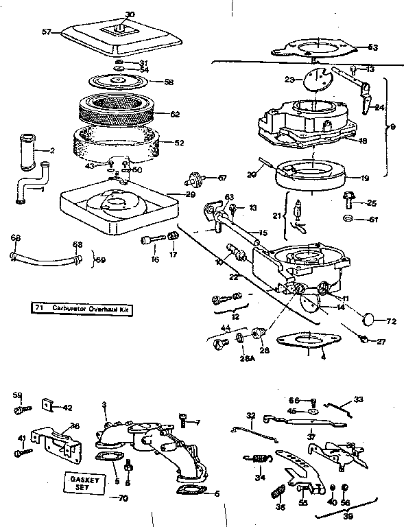 Air cleaner--carburetor group