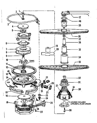 Motor, heater, and spray arm details