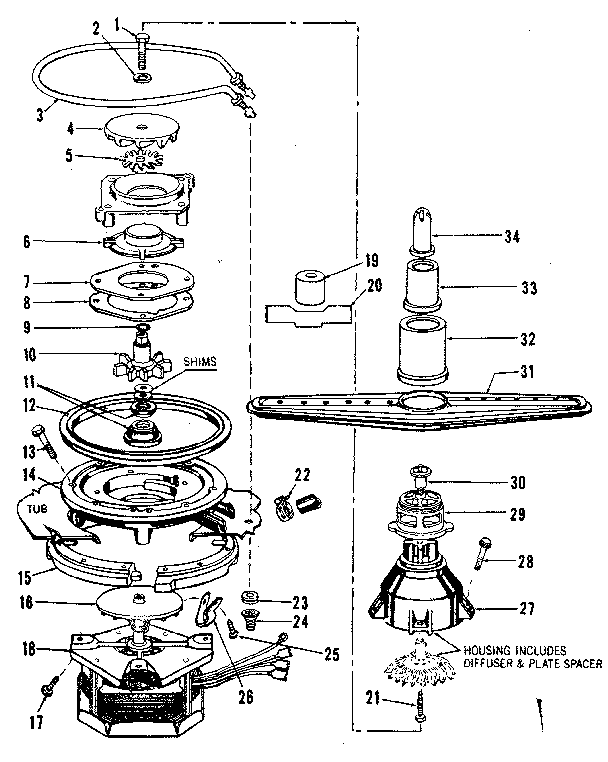 Motor, heater, and spray arm details