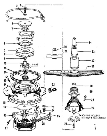 Motor, heater, and spray arm details