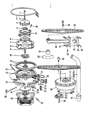 Motor, heater, and spray arm details