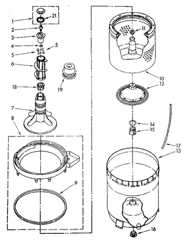 Agitator, basket and tub
