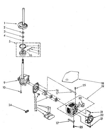 Brake, clutch, gearcase, motor and pump