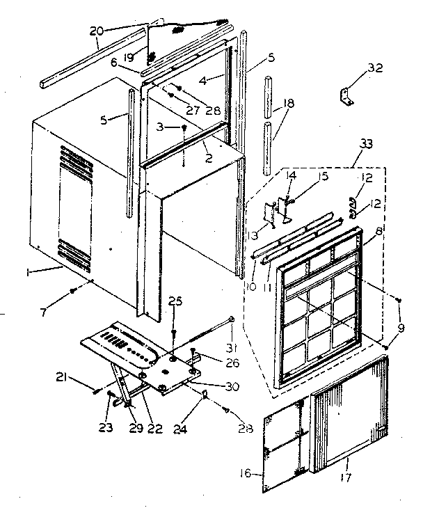 Cabinet and front panel parts