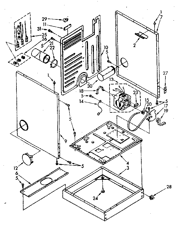 Cabinet and motor parts