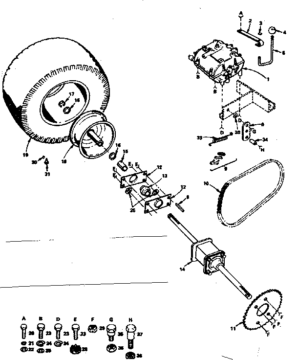 TRANSMISSION AND REAR WHEEL