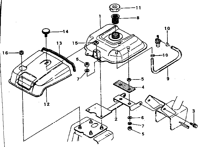 Fuel tank and engine cover