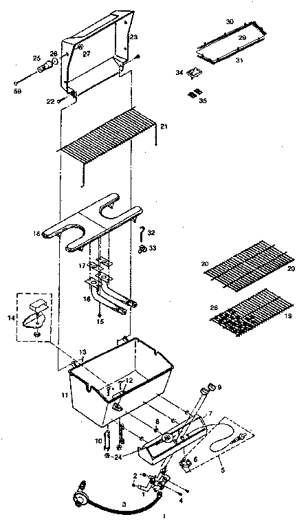 Grill and burner section