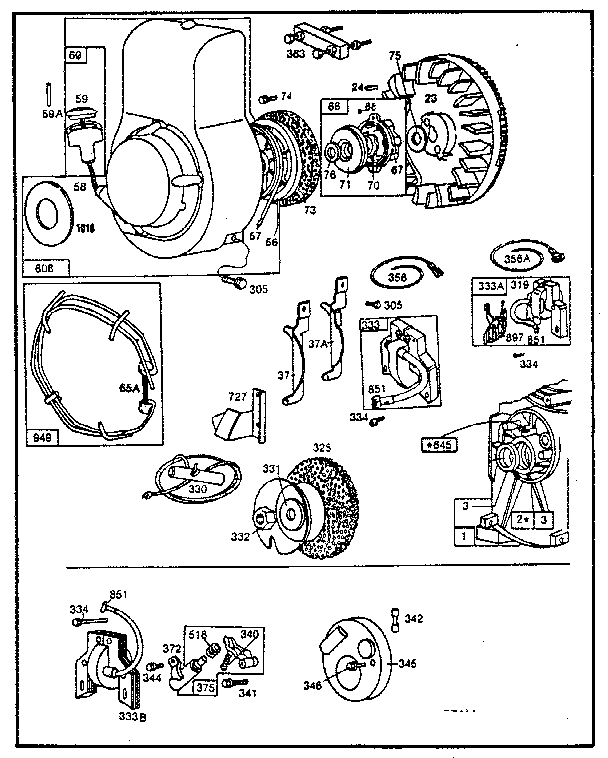 Rewind starter and flywheel assembly