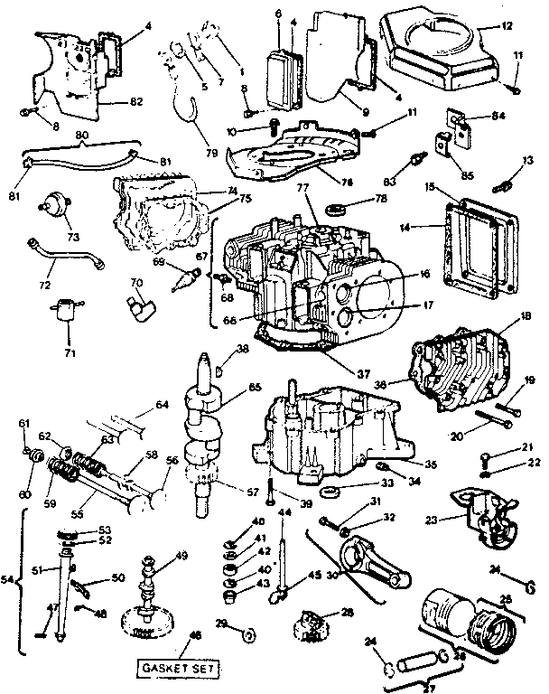 Cylinder, crankshaft and engine base group