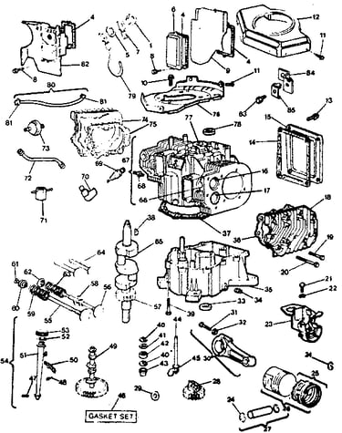 Cylinder, crankshaft and engine base group