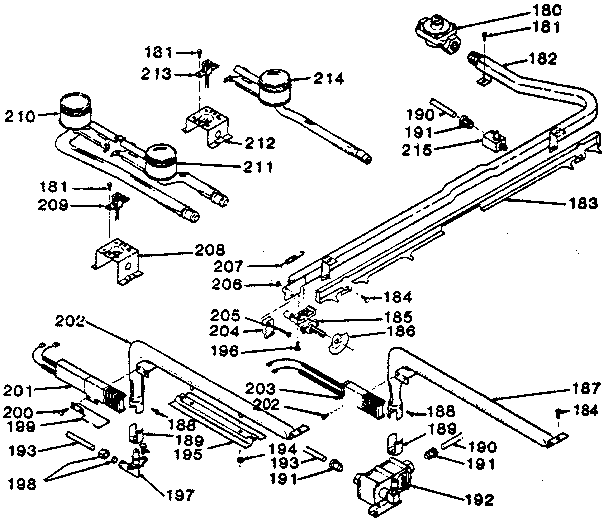 OVEN BURNER AND TOP BURNERS SECTION