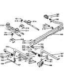 Oven burner and top burners section