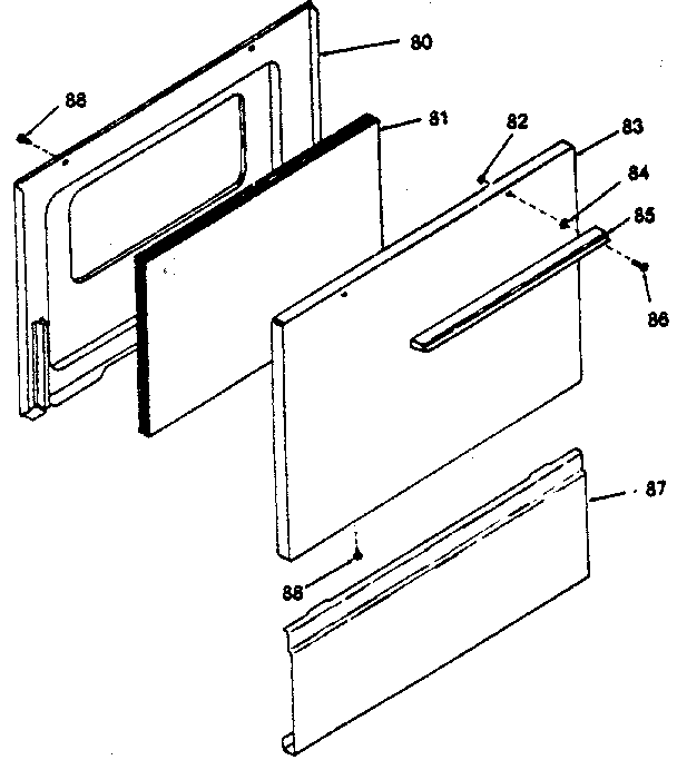 Oven door and snap-on panel