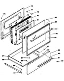 Oven door and storage drawer