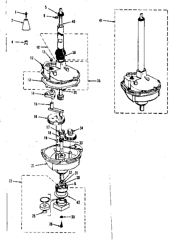 Transmission, water seal, lower bearing asmy.