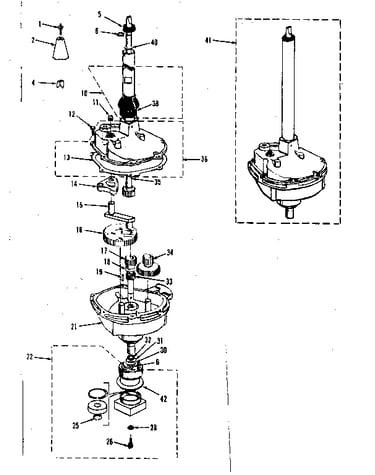 Transmission, water seal, lower bearing asmy.