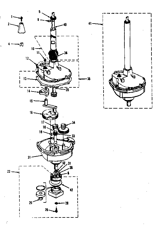 Transmission, water seal, lower bearing asmy.