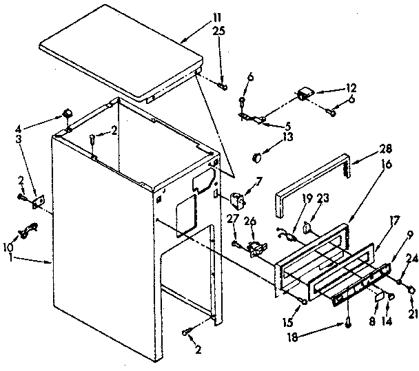 Cabinet and control parts