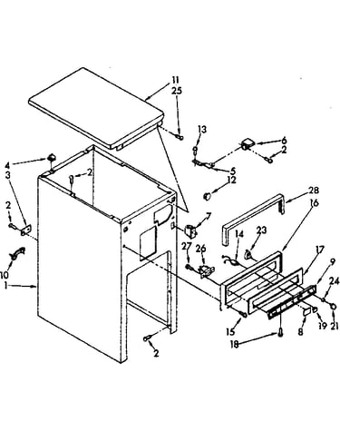 Cabinet and control parts