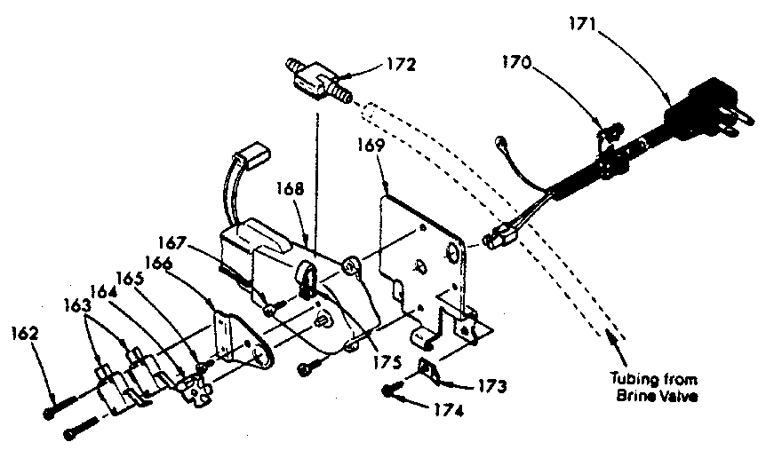 Motor, bracket, power cord and pressure switch