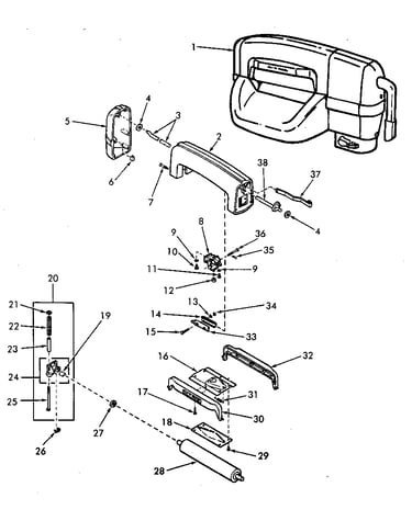 Wringer assy comp, top bar casting & upper wringer roll