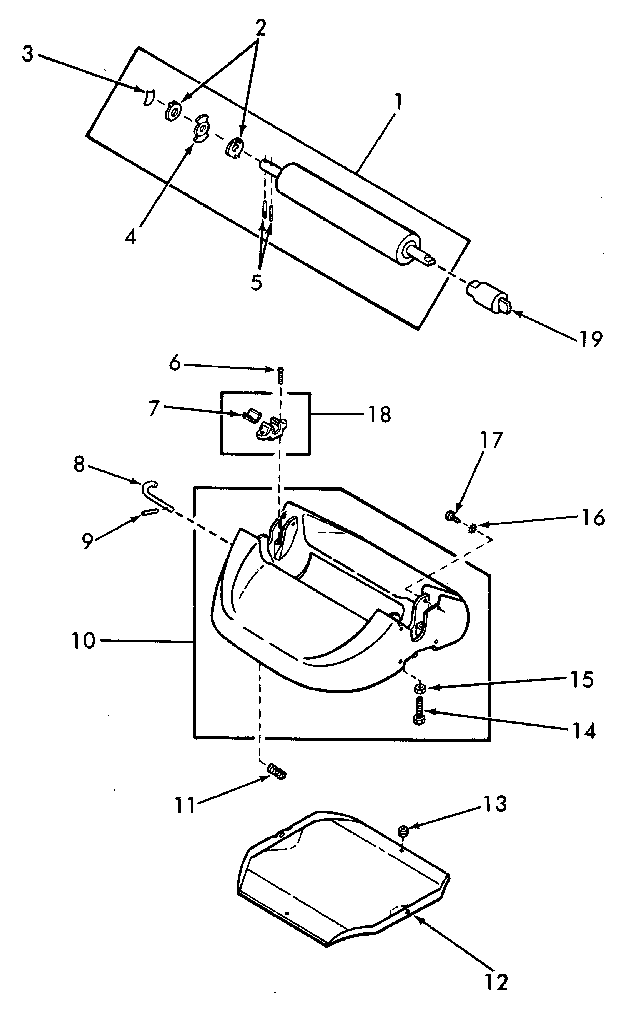 LOWER WRINGER ROLL, DRAIN BOARD AND TILT BOARD