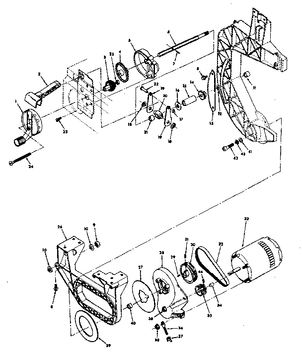Bevel drive and motor mount assembly parts