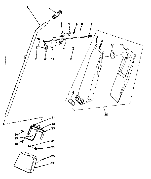 HANDLE AND BAG HOUSING