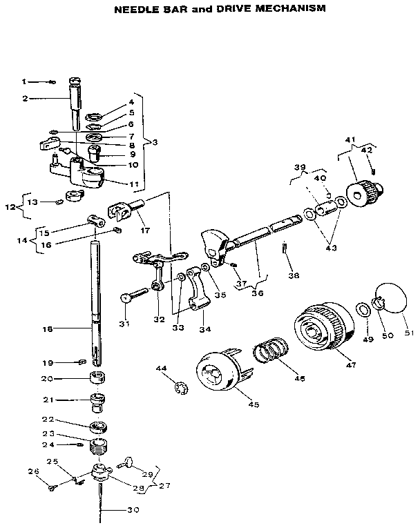 NEEDLE BAR AND DRIVE MECHANISM