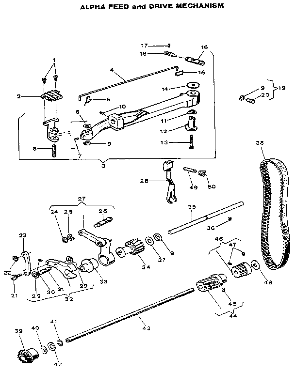 Alpha feed and drive mechanism