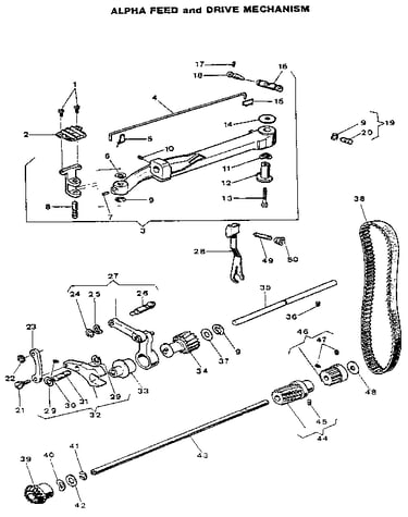 Alpha feed and drive mechanism