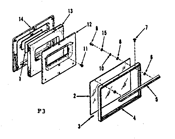 Oven door section for 911.6288710 911.6298710 911.6348710